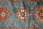 3x27 Light Blue and Red Kazak Tribal Runner