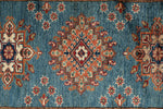 3x27 Light Blue and Red Kazak Tribal Runner