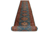 3x27 Light Blue and Red Kazak Tribal Runner