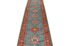 3x27 Light Blue and Red Kazak Tribal Runner