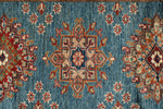 3x27 Light Blue and Red Kazak Tribal Runner