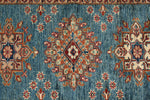 3x27 Light Blue and Red Kazak Tribal Runner