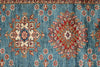 3x27 Light Blue and Red Kazak Tribal Runner