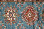 3x27 Light Blue and Red Kazak Tribal Runner