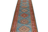 3x27 Light Blue and Red Kazak Tribal Runner