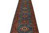 3x27 Light Blue and Red Kazak Tribal Runner