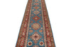 3x21 Light Blue and Red Kazak Tribal Runner