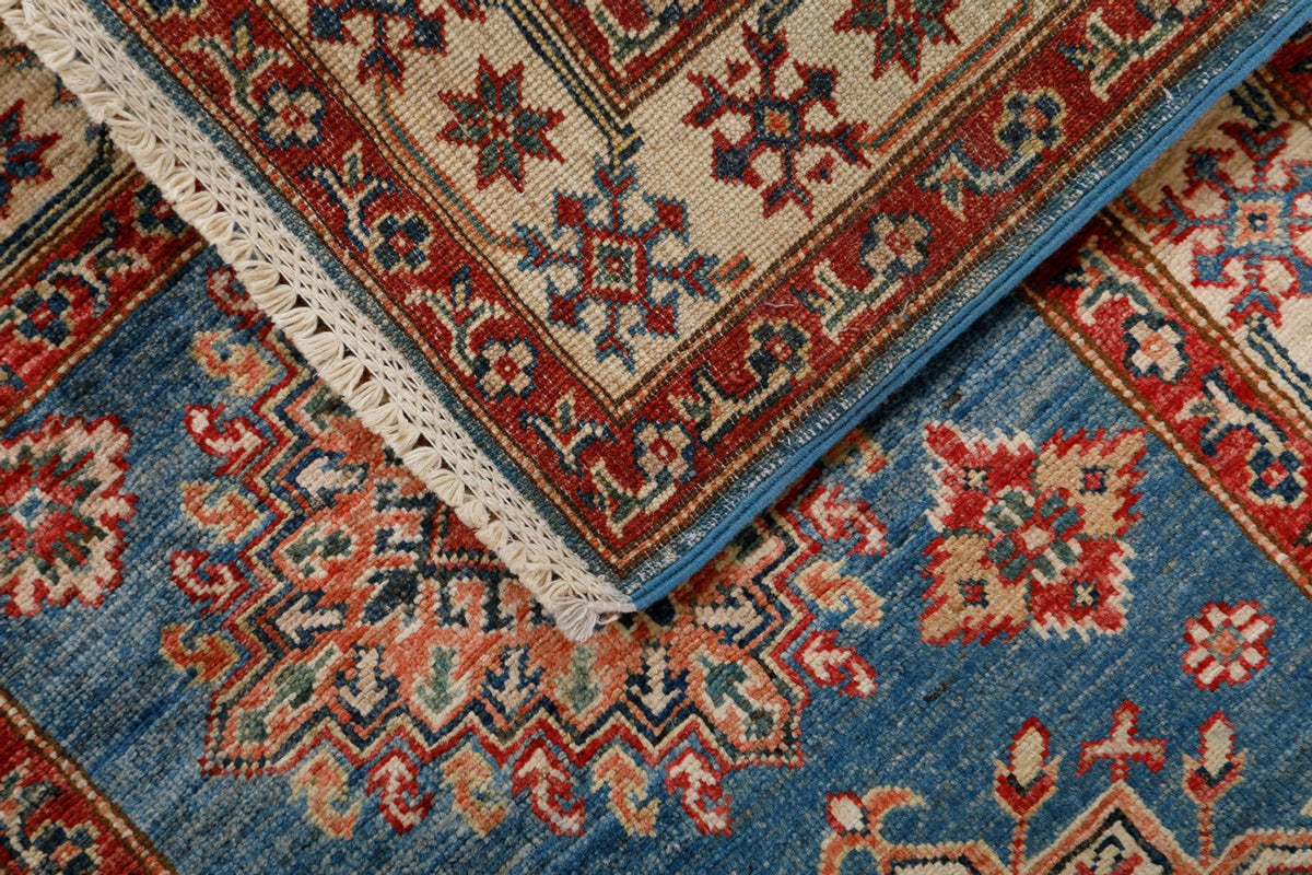 3x21 Light Blue and Ivory Kazak Tribal Runner