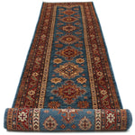 3x20 Light Blue and Red Kazak Tribal Runner