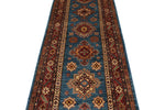 3x20 Light Blue and Red Kazak Tribal Runner
