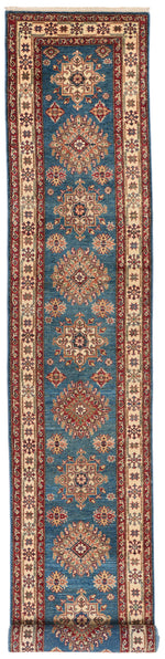 3x20 Light Blue and Ivory Kazak Tribal Runner