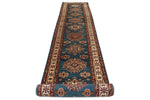 3x20 Light Blue and Ivory Kazak Tribal Runner