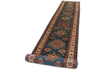 3x20 Light Blue and Ivory Kazak Tribal Runner