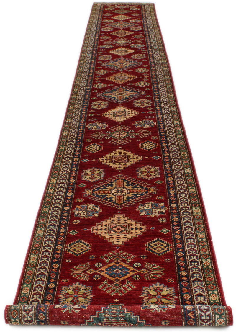 3x20 Red and Ivory Kazak Tribal Runner