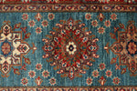 3x29 Light Blue and Red Kazak Tribal Runner