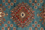 3x29 Light Blue and Red Kazak Tribal Runner