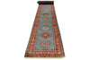 3x29 Light Blue and Red Kazak Tribal Runner