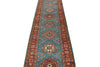 3x29 Light Blue and Red Kazak Tribal Runner