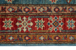 3x29 Light Blue and Red Kazak Tribal Runner