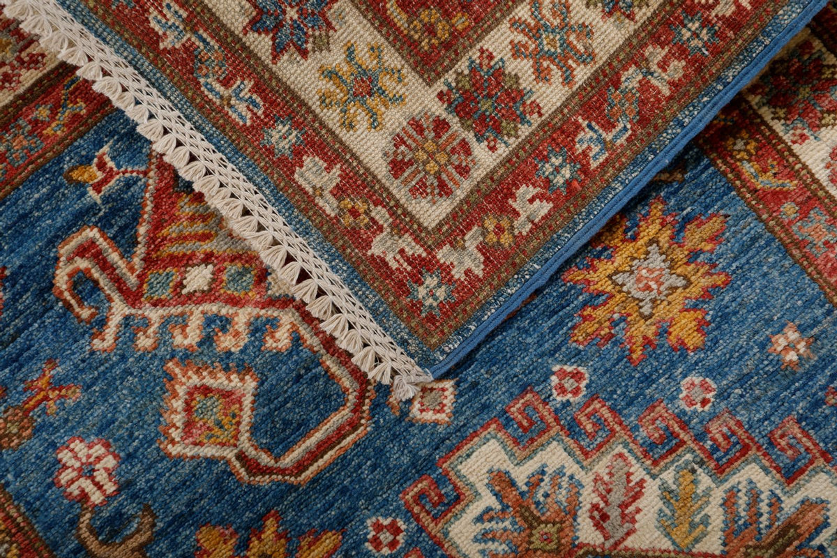 3x21 Light Blue and Ivory Kazak Tribal Runner