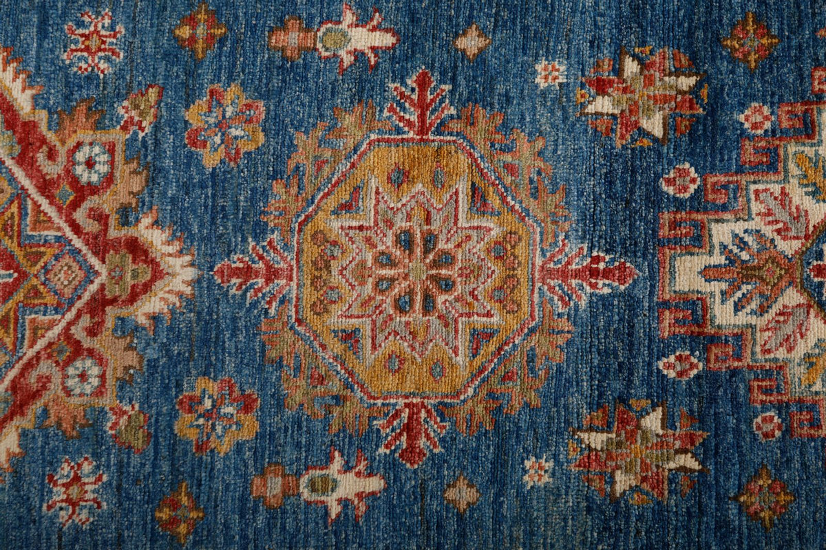3x21 Light Blue and Ivory Kazak Tribal Runner