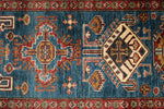 3x20 Light Blue and Ivory Kazak Tribal Runner