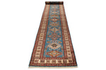 3x20 Light Blue and Ivory Kazak Tribal Runner