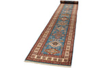 3x20 Light Blue and Ivory Kazak Tribal Runner