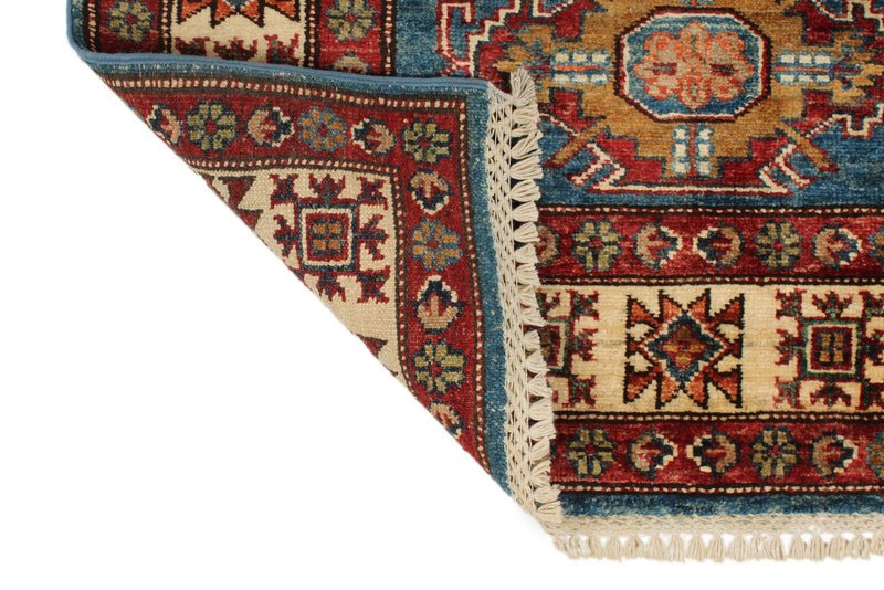 3x20 Light Blue and Ivory Kazak Tribal Runner