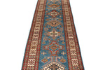 3x20 Light Blue and Ivory Kazak Tribal Runner