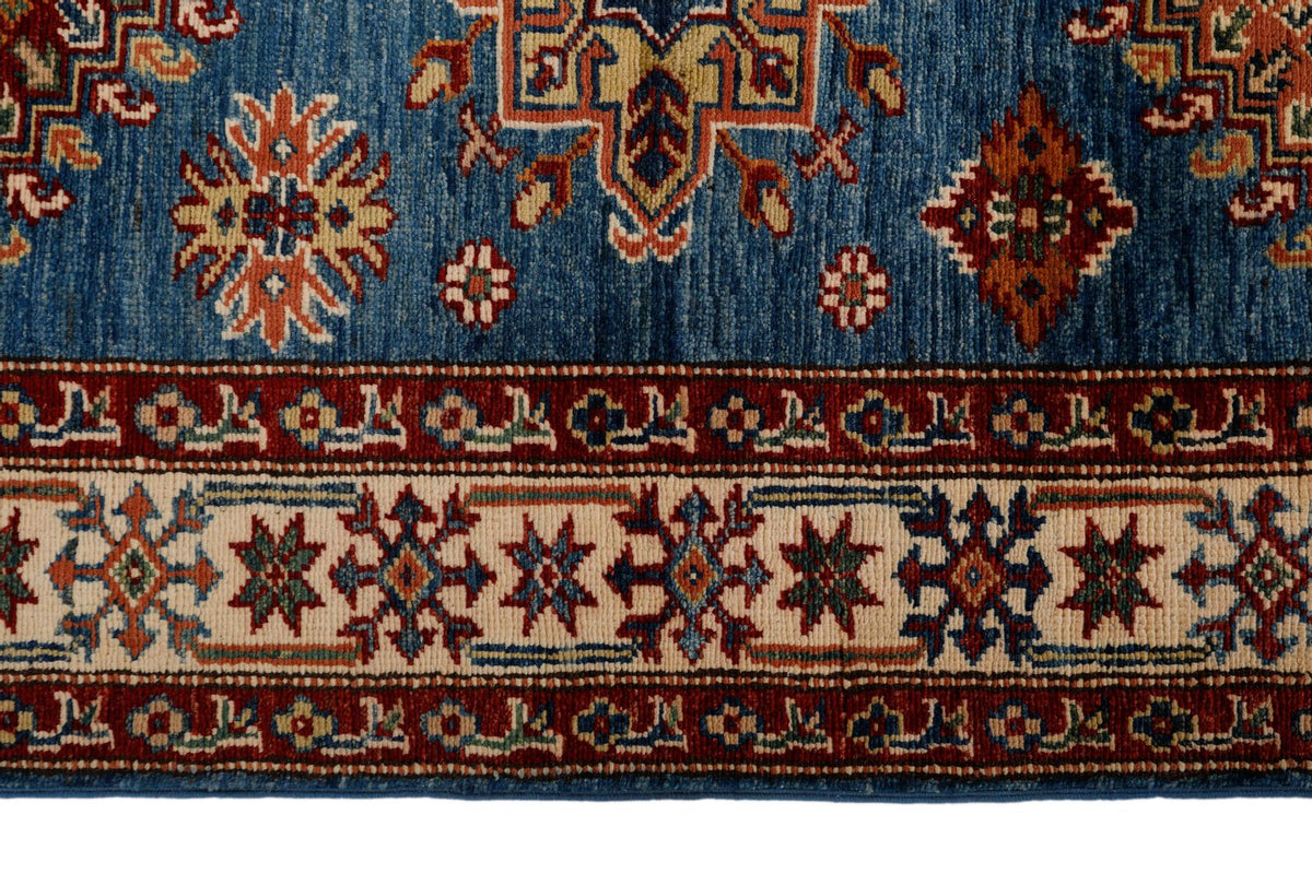 3x23 Light Blue and Ivory Kazak Tribal Runner