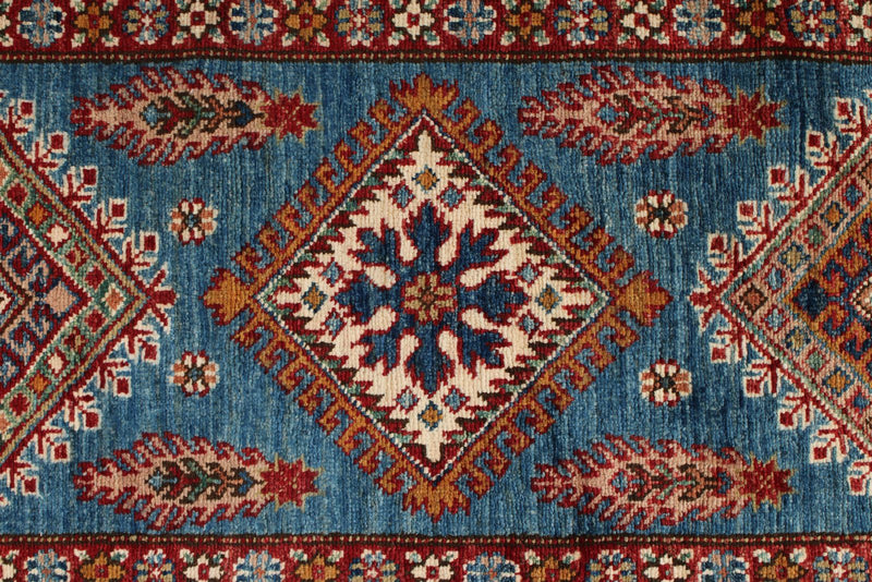 3x24 Light Blue and Ivory Kazak Tribal Runner