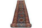 3x24 Light Blue and Ivory Kazak Tribal Runner