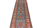 3x24 Light Blue and Ivory Kazak Tribal Runner