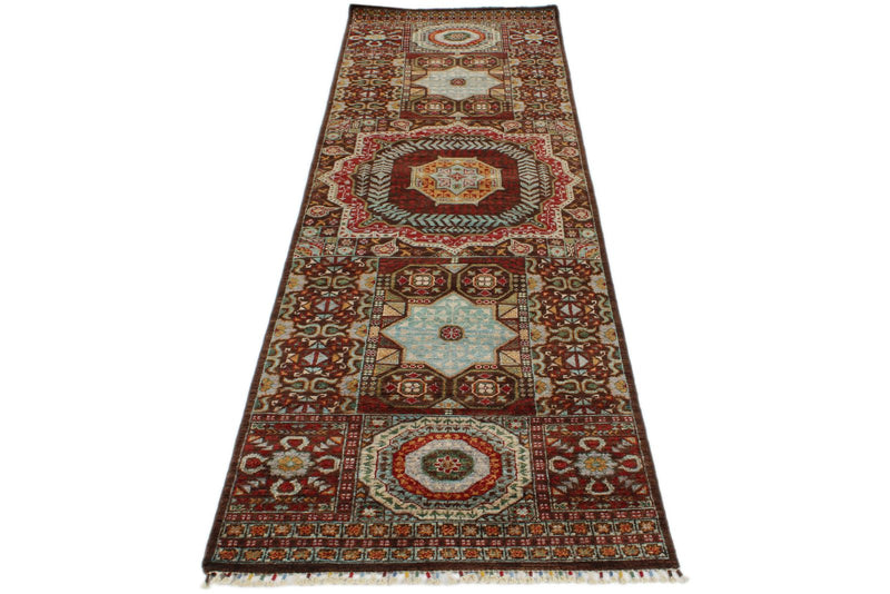 3x10 Brown and Multicolor Turkish Tribal Runner