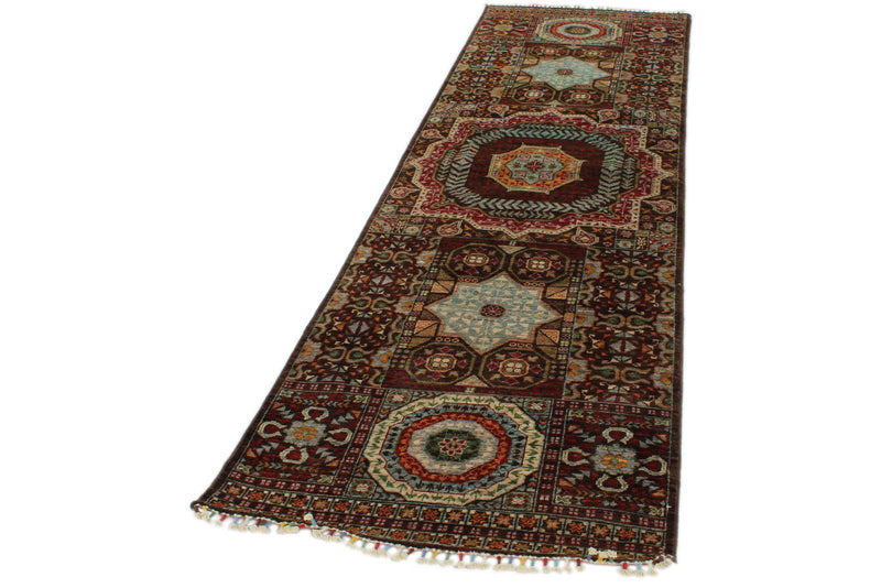 3x10 Brown and Multicolor Turkish Tribal Runner