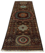 3x9 Brown and Multicolor Turkish Tribal Rug
