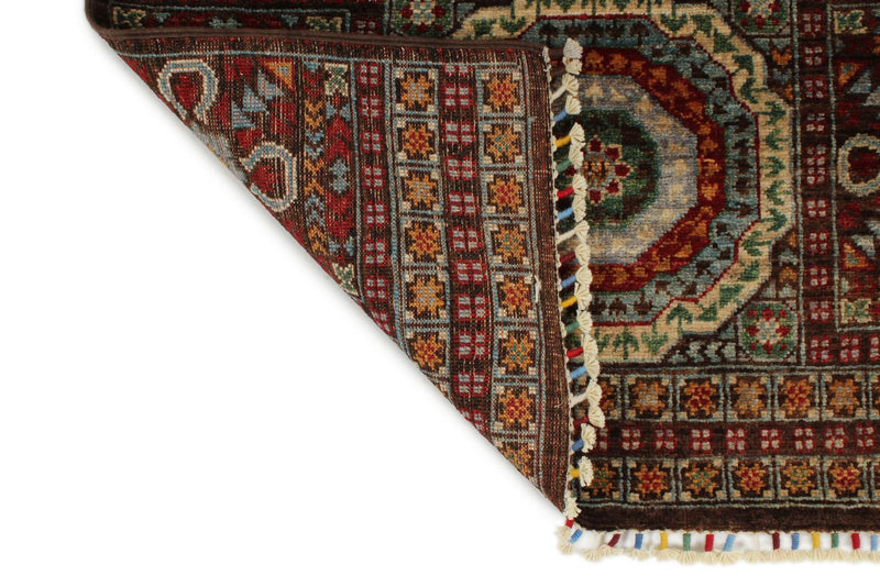 3x9 Brown and Multicolor Turkish Tribal Rug