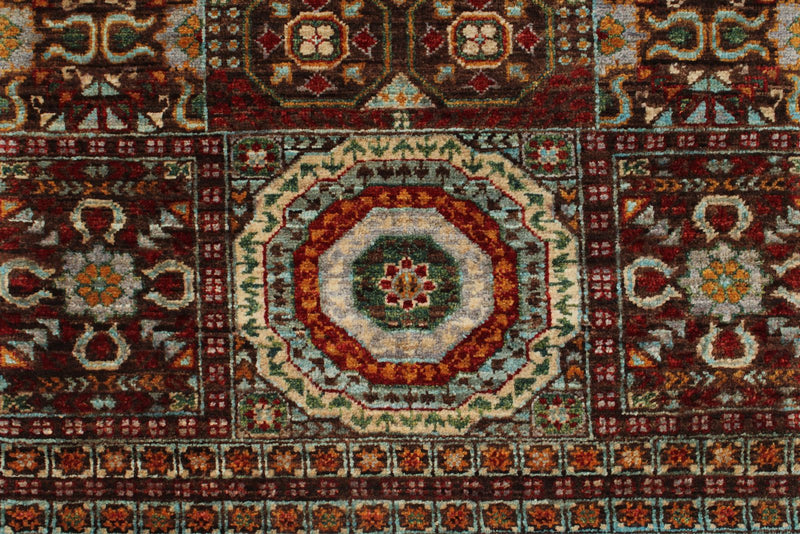 3x9 Brown and Multicolor Turkish Tribal Rug