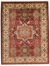 5x7 Red and Ivory Turkish Tribal Rug