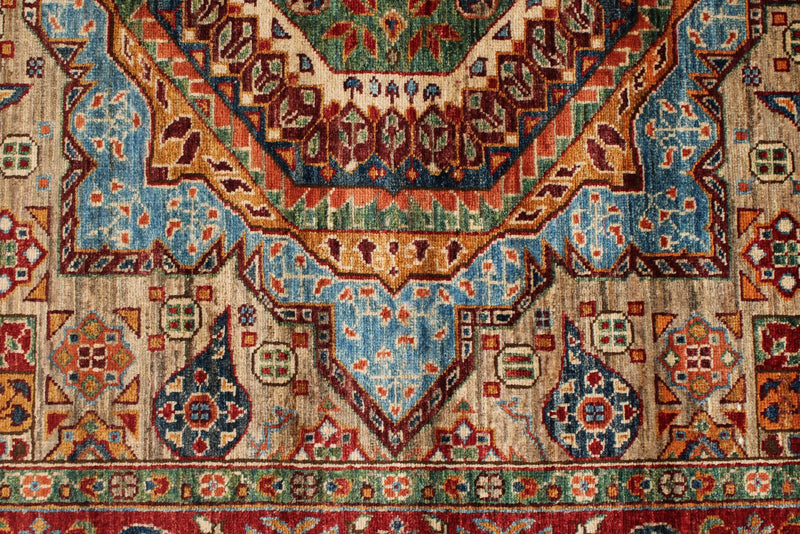 6x8 Camel and Red Turkish Tribal Rug