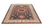 6x8 Navy and Ivory Turkish Tribal Rug