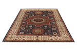 6x8 Navy and Ivory Turkish Tribal Rug