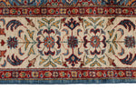 6x8 Blue and Ivory Turkish Tribal Rug