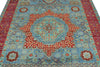 6x8 Light Blue and Magenta Turkish Tribal Rug