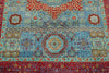 6x8 Light Blue and Magenta Turkish Tribal Rug