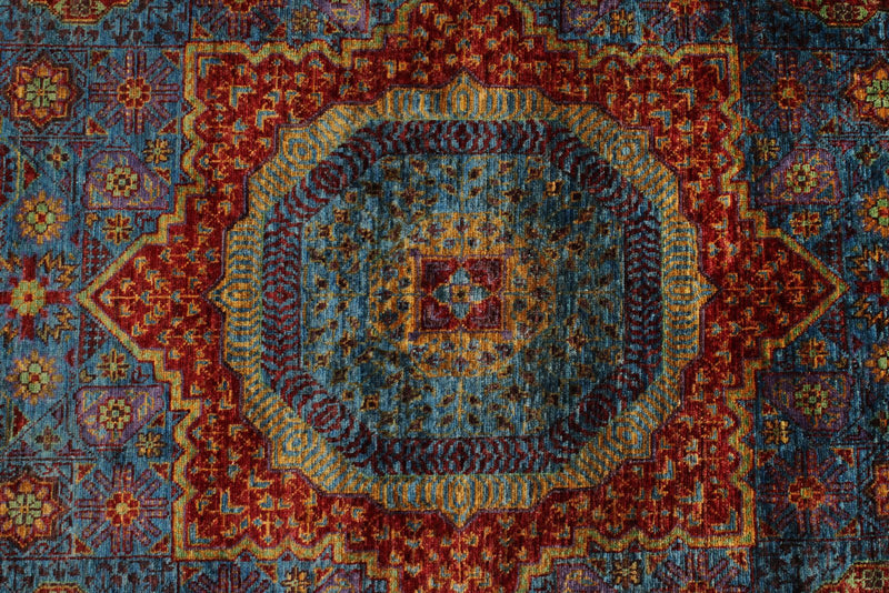 5x7 Navy and Multicolor Turkish Tribal Rug