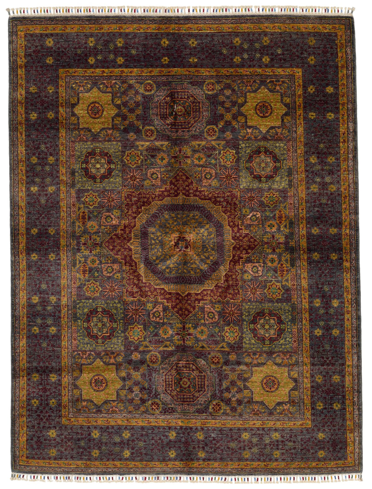 5x7 Multicolor and Gray Turkish Tribal Rug