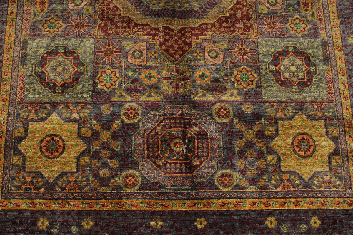 5x7 Multicolor and Gray Turkish Tribal Rug