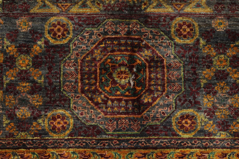 5x7 Multicolor and Gray Turkish Tribal Rug